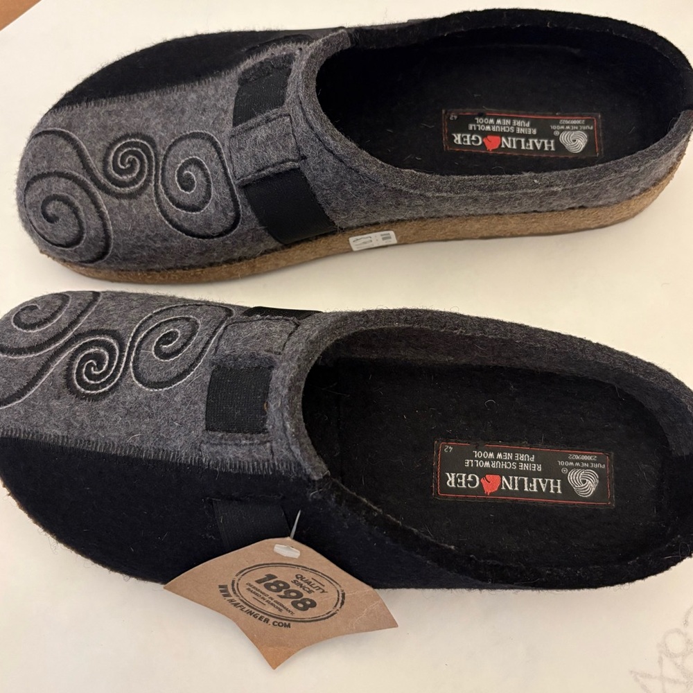 Haflinger Black and Gray Magic Wool Slippers - Picture 3 of 7